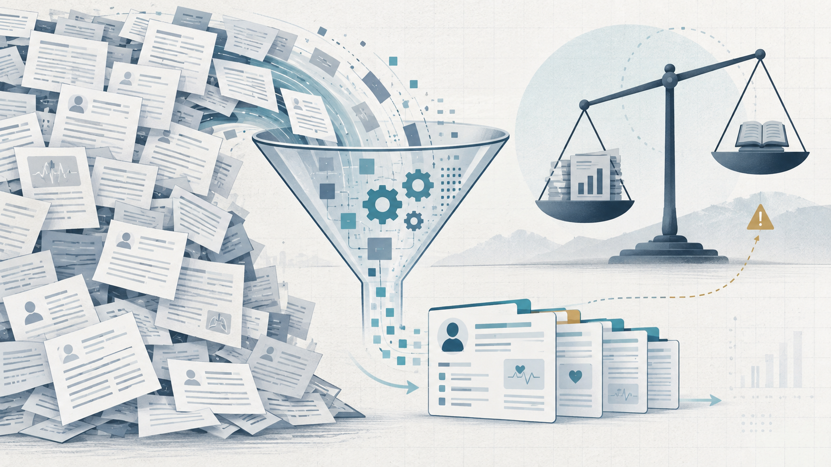 Clinical notes passing through an extraction funnel while treatment evidence remains a separate question